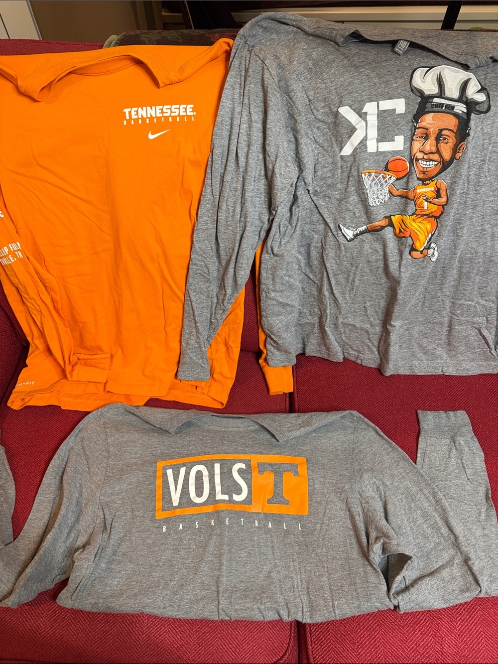 Tennessee Volunteers Basketball themed Long Sleeve Shirts Bundle - Orange & Gray
